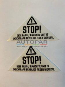 Anti diefstal sticker VW radio navigatie