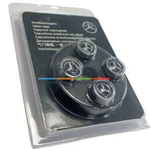 Mercedes-Benz originele ventieldoppen zwart met logo