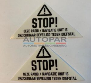 Anti diefstal sticker VW radio navigatie